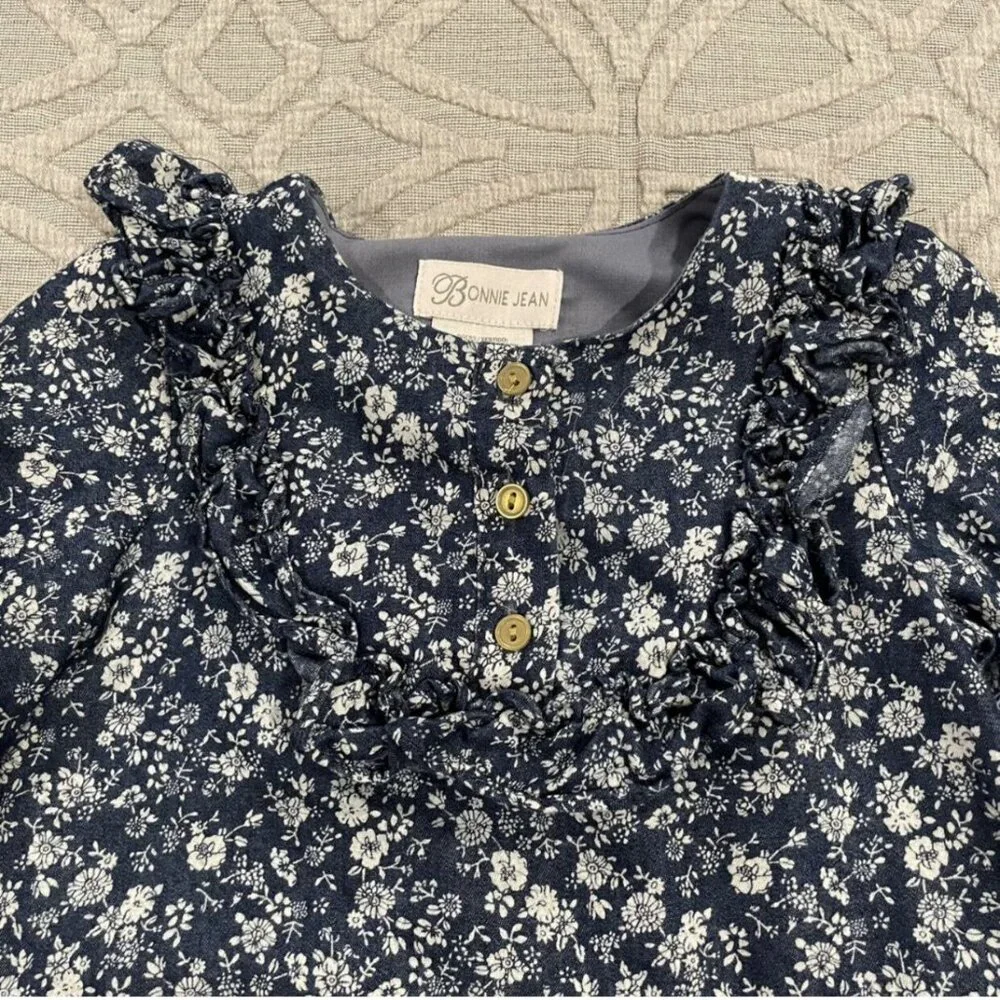 Bonnie Jean Sz 4 Blue Floral Ruffle Dress